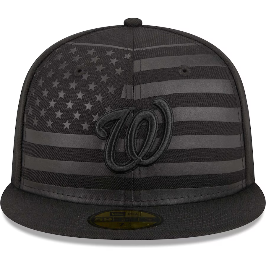 New Era Washington Nationals All Black American Flag 2023 59FIFTY Fitted Hat