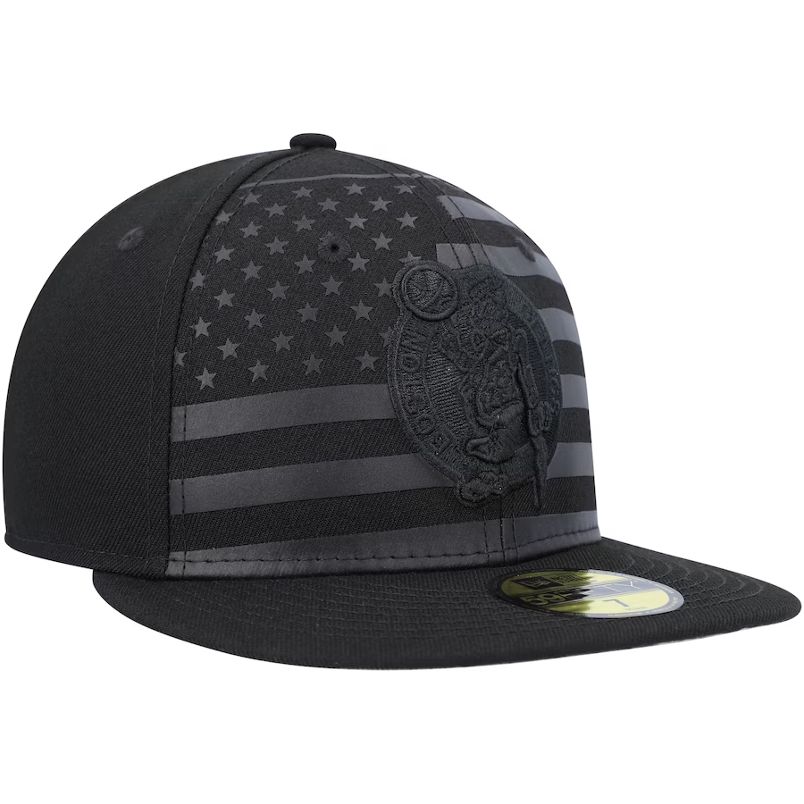 New Era Boston Celtics All Black American Flag 2023 59FIFTY Fitted Hat