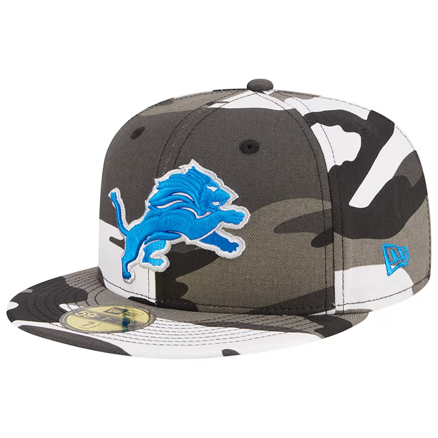 New Era Detroit Lions Urban Grey Camo 2023 59FIFTY Fitted Hat