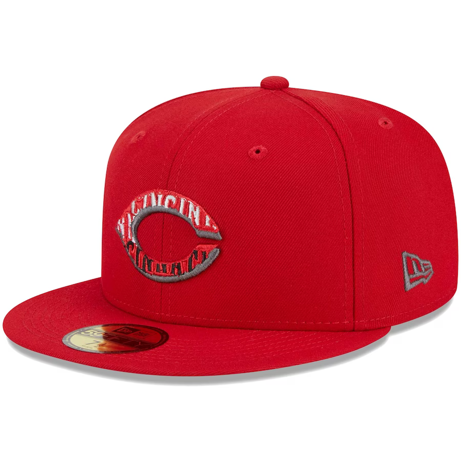 Cincinnati Reds Script Images New Era Cincinnati Reds Script Fill 2023 59FIFTY Fitted Hat