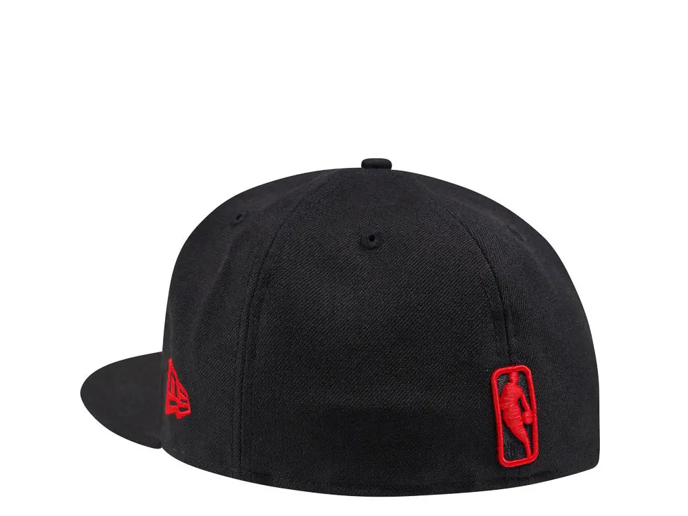 New Era Chicago Bulls Black/Red Leather Visor 59FIFTY Fitted Hat