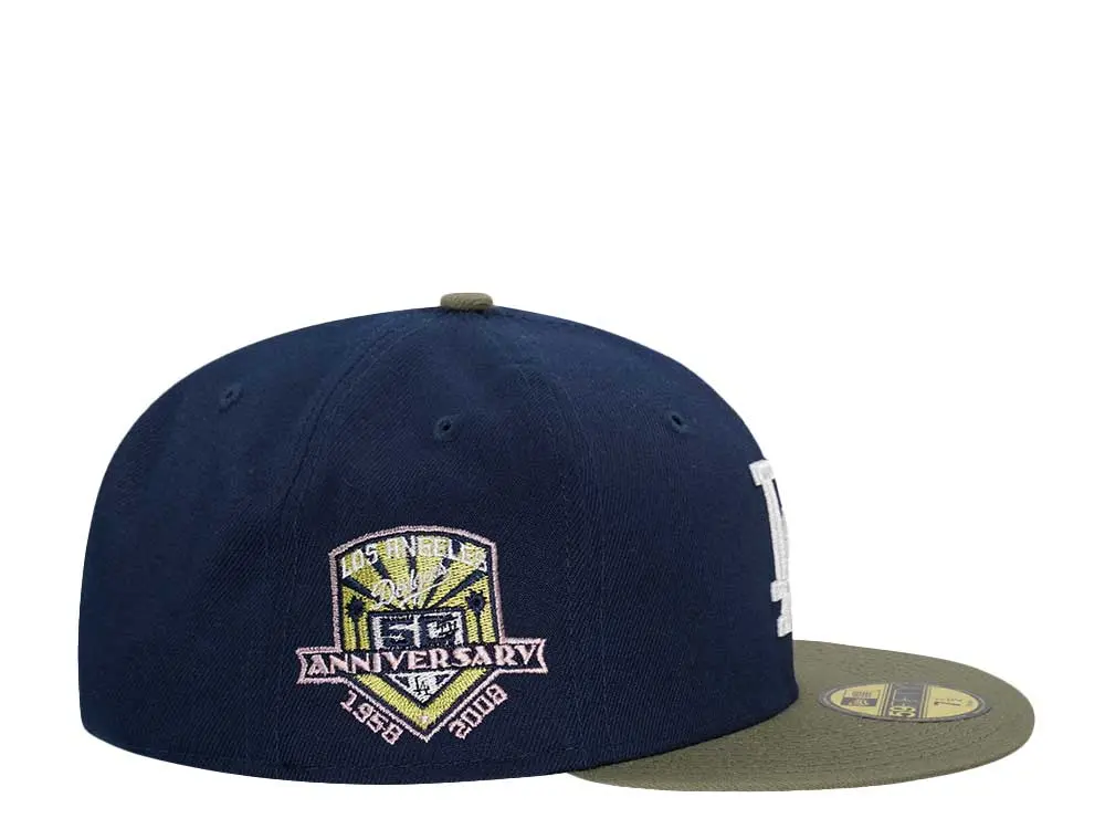 New Era Los Angeles Dodgers 50th Anniversary Ocean/Olive/Pink 59FIFTY Fitted Hat