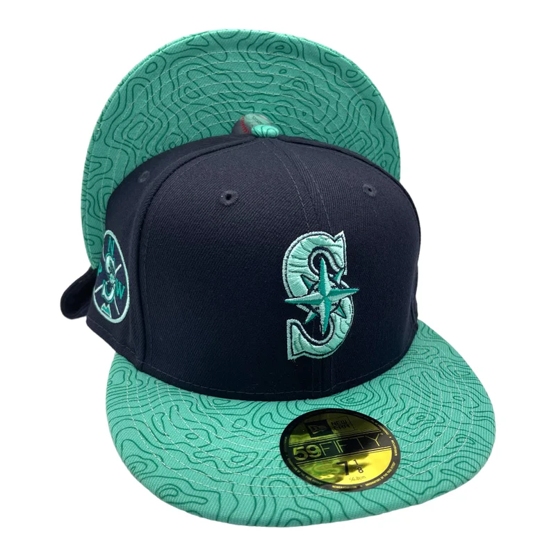 New Era Seattle Mariners 2023 All-Star Game Navy/Teal Swirl Visor 59FIFTY Fitted Hat
