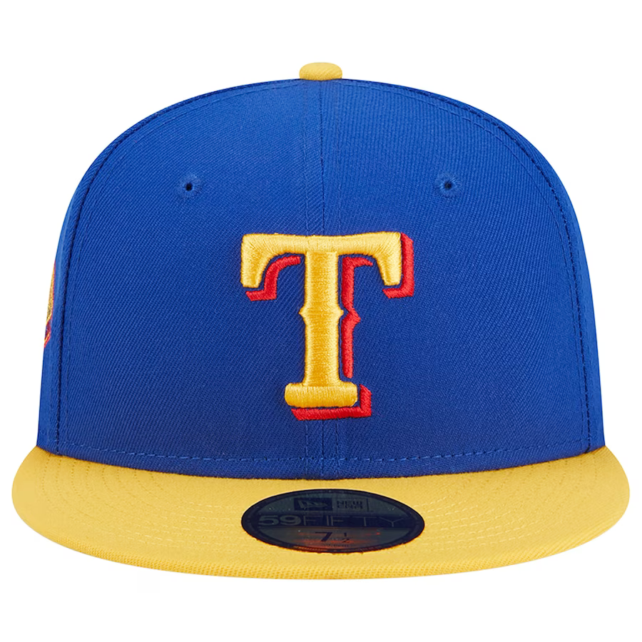 New Era Texas Rangers Blue/Yellow Empire 2023 59FIFTY Fitted Hat