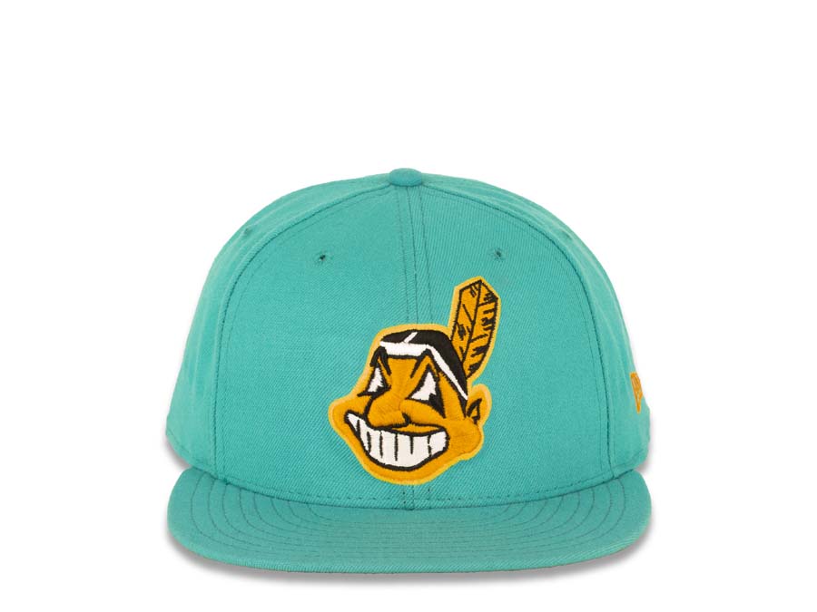 New Era Cleveland Indians Teal/Gold Chief Wahoo 59FIFTY Fitted Hat
