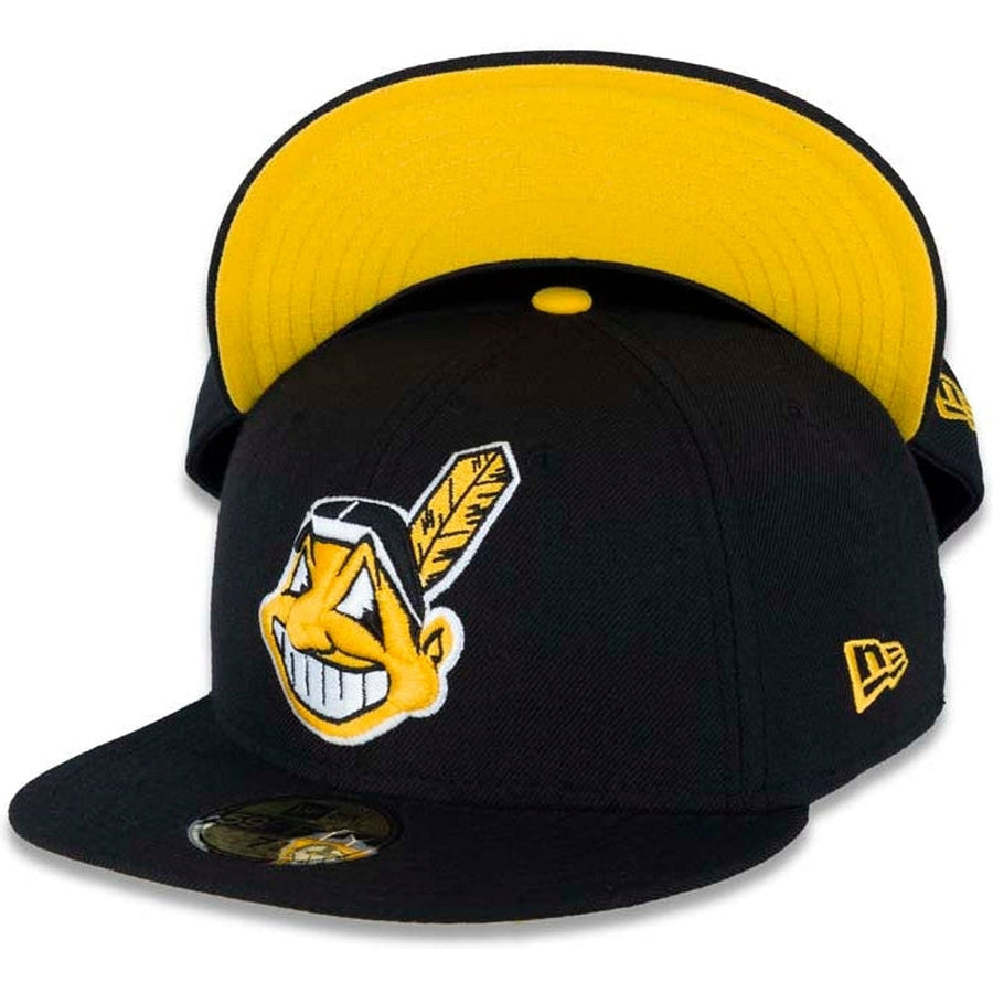 New Era Cleveland Indians Black/Yellow Chief Wahoo 59FIFTY Fitted Hat