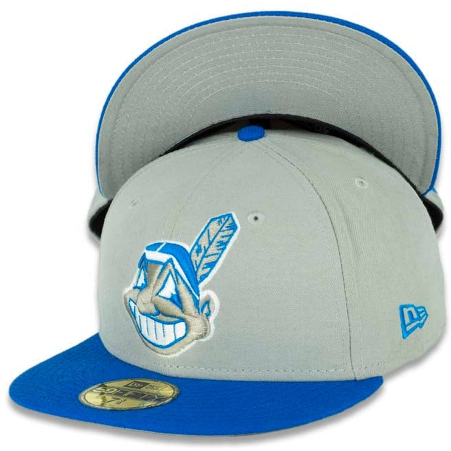 New Era Cleveland Indians Light Gray/Blue Chief Wahoo 59FIFTY Fitted Hat