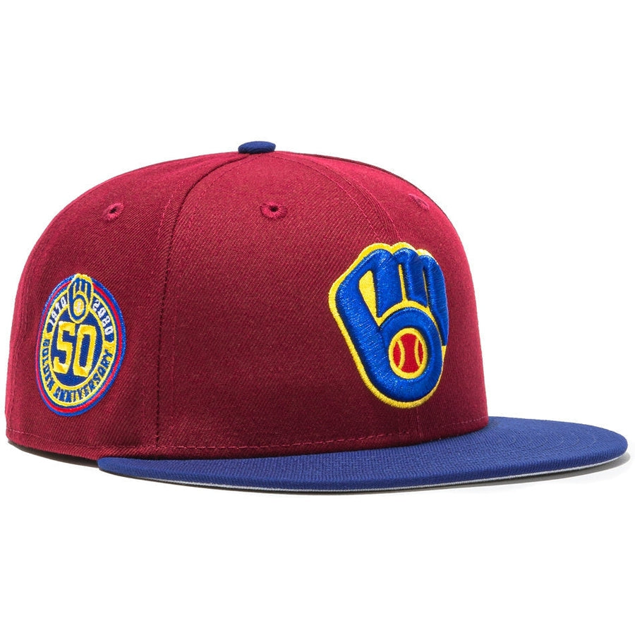 New Era  Sangria Milwaukee Brewers 50th Anniversary 59FIFTY Fitted Hat