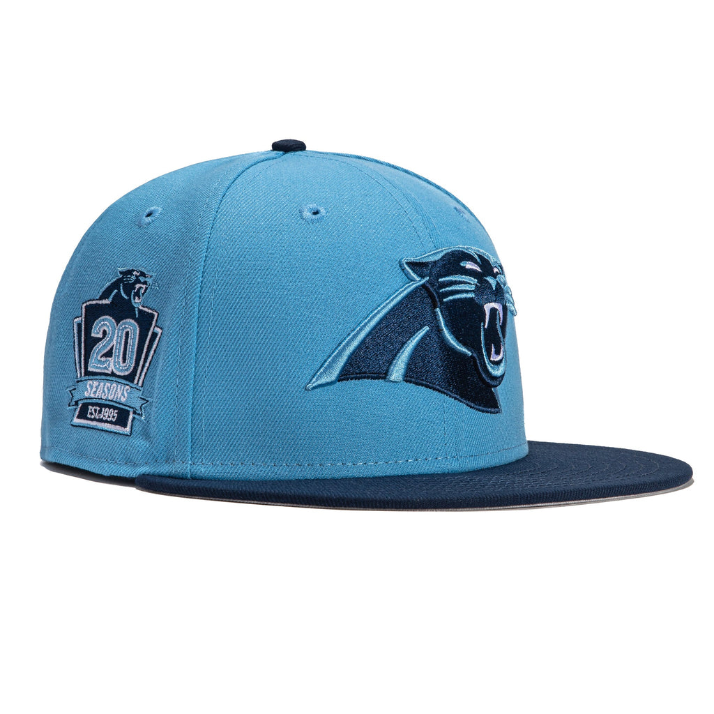 New Era Carolina Panthers Light Blue/Navy 20th Anniversary 59FIFTY Fitted Hat