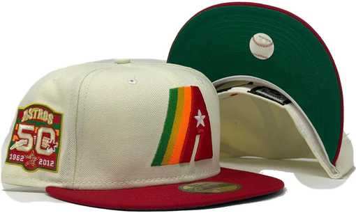 New Era Houston Astros Off-White 50th Anniversary Green Undervisor 59FIFTY Fitted Hat