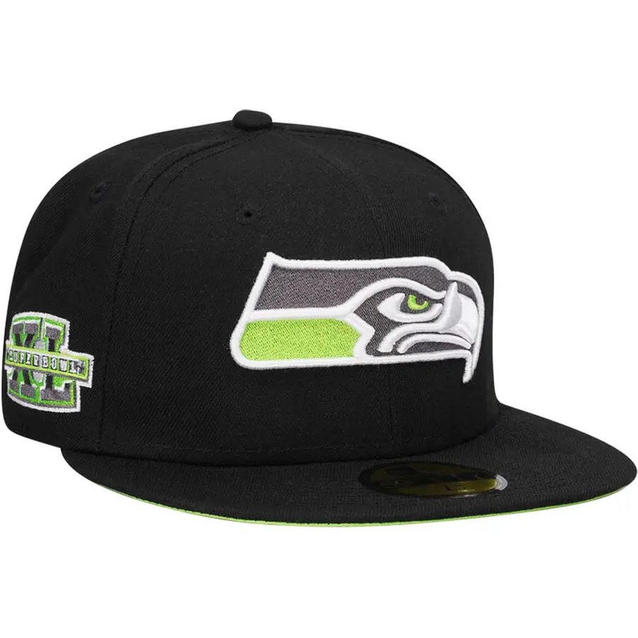 New Era Seattle Seahawks Super Bowl XL Black Neon 59FIFTY Fitted Hat