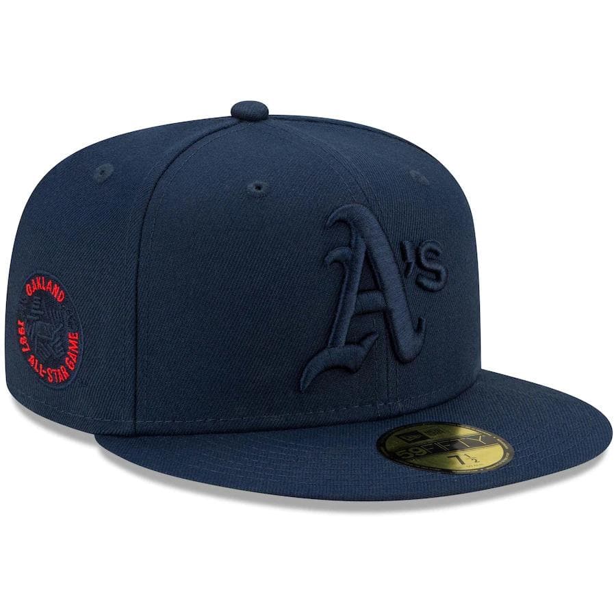 New Era Oakland Athletics Navy Cooperstown Collection Oceanside Red Under Visor 59FIFTY Fitted Hat