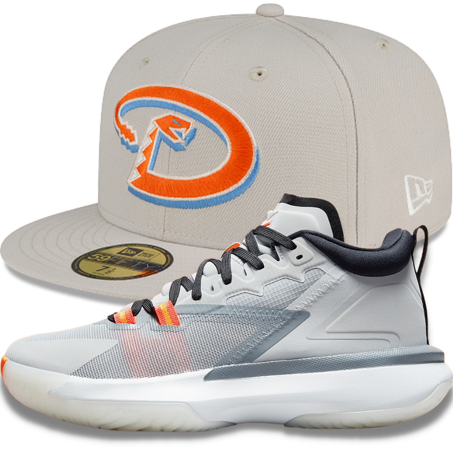 New Era Stone Orange Fitted Hats w/ Jordan Zion 1 'Light Smoke Grey'
