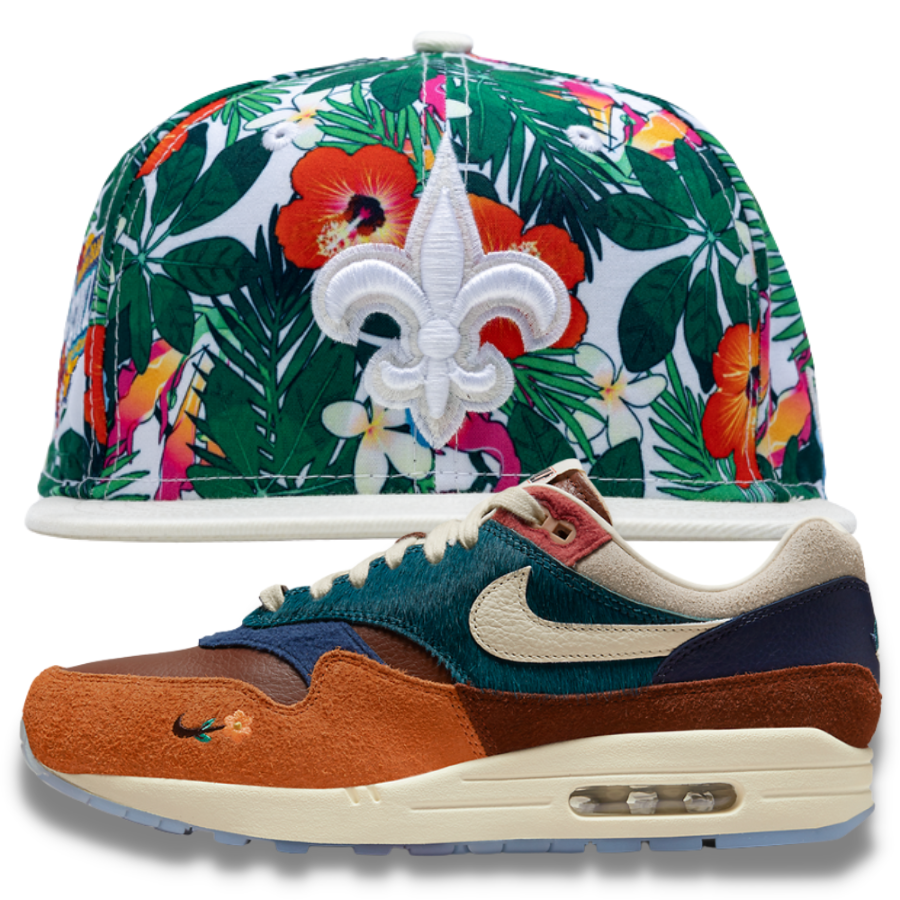 New Era Floral New Orleans Saints Fitted Hat w/ Kasina x Nike Air Max 1 'Won-Ang'