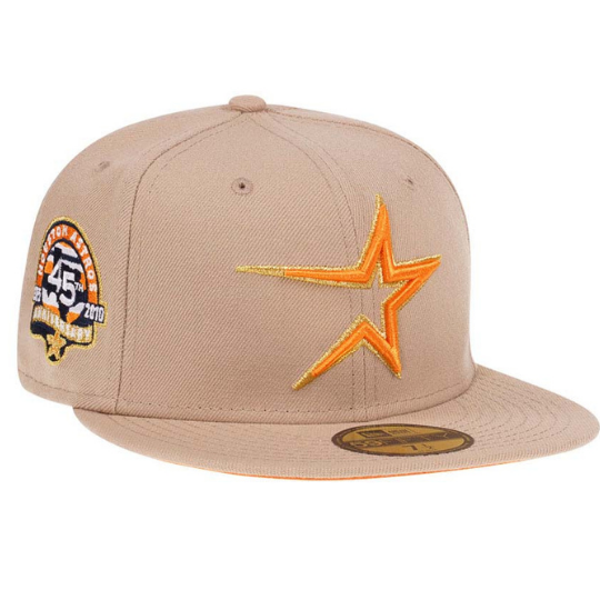 New Era Houston Astros Sand 45th Anniversary Orange Undervisor 59FIFTY Fitted Hat