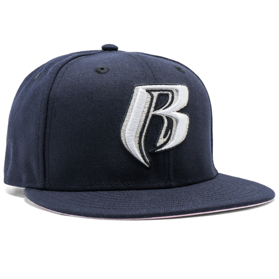 Pink Ruff Ryder Symbol New Era Ruff Ryders Navy Blue Pink Undervisor 59FIFTY Fitted Hat