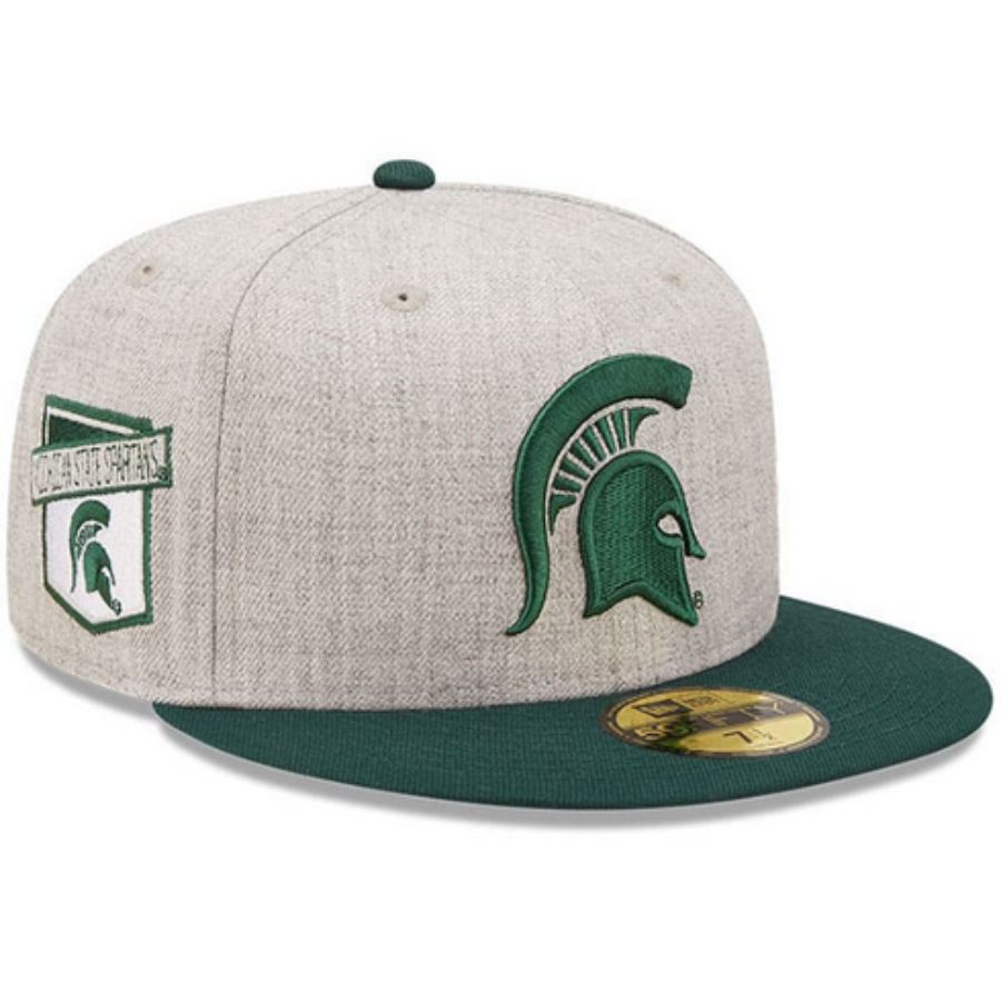 New Era Michigan State Spartans Grey Heather Patch 59FIFTY Fitted Hat