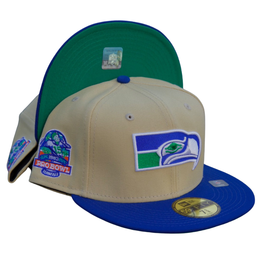 New Era Seattle Seahawks Vegas Gold/Royal Blue 1983 Pro Bowl 59FIFTY Fitted Hat