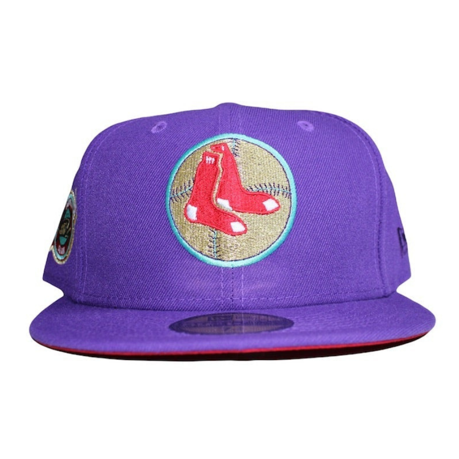 New Era Boston Red Sox Grape Purple Fenway Park Red Undervisor 59FIFTY Fitted Hat