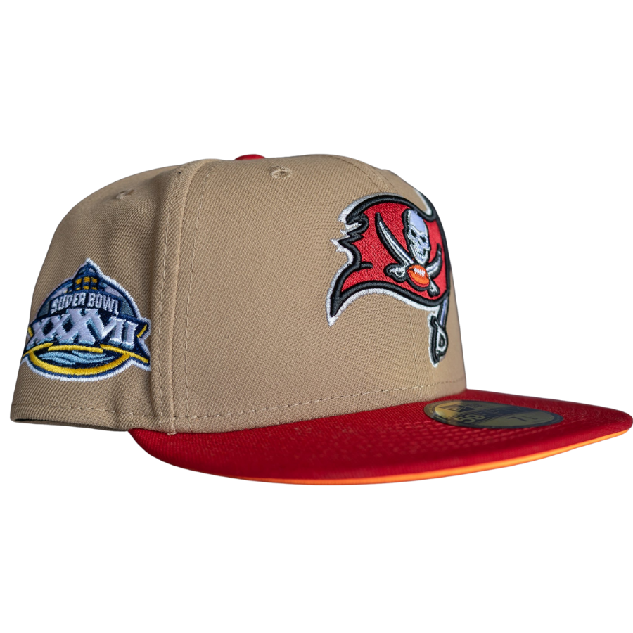 New Era Tampa Bay Buccaneers Khaki/Red 2003 Super Bowl Orange Undervisor 59FIFTY Fitted Hat