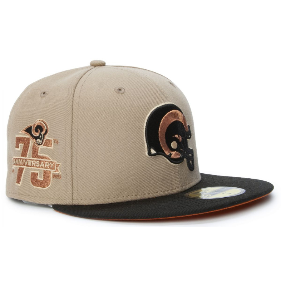 New Era Los Angeles Rams Beige 75th Anniversary 59FIFTY Fitted Hat