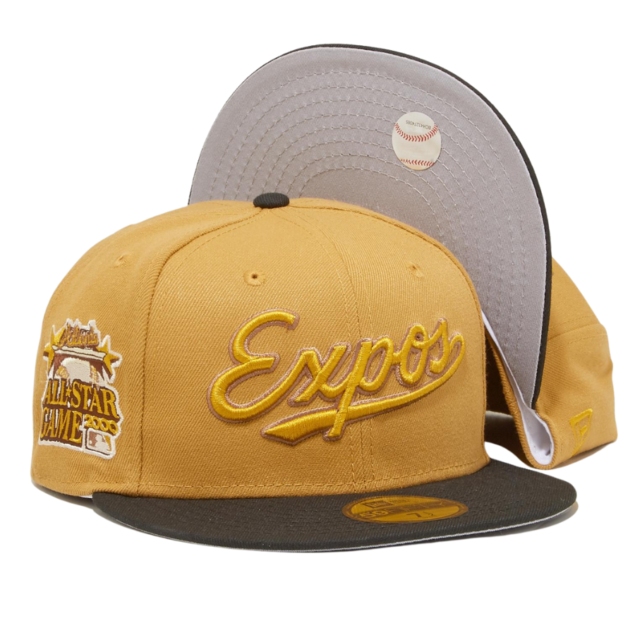 Expos Rust Hat New Era x Eblens Montreal Expos Panama Tan 59FIFTY Fitted Hat