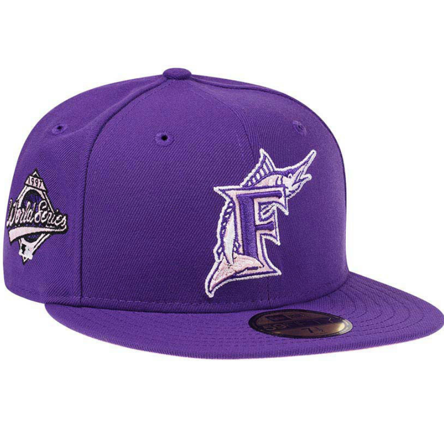 New Era Florida Marlins Purple 1997 World Series Pink Undervisor 59FIFTY Fitted Hat
