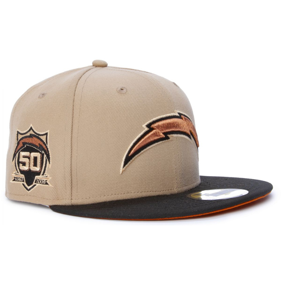 New Era Los Angeles Chargers Beige 50th Anniversary 59Fifty Fitted Hat