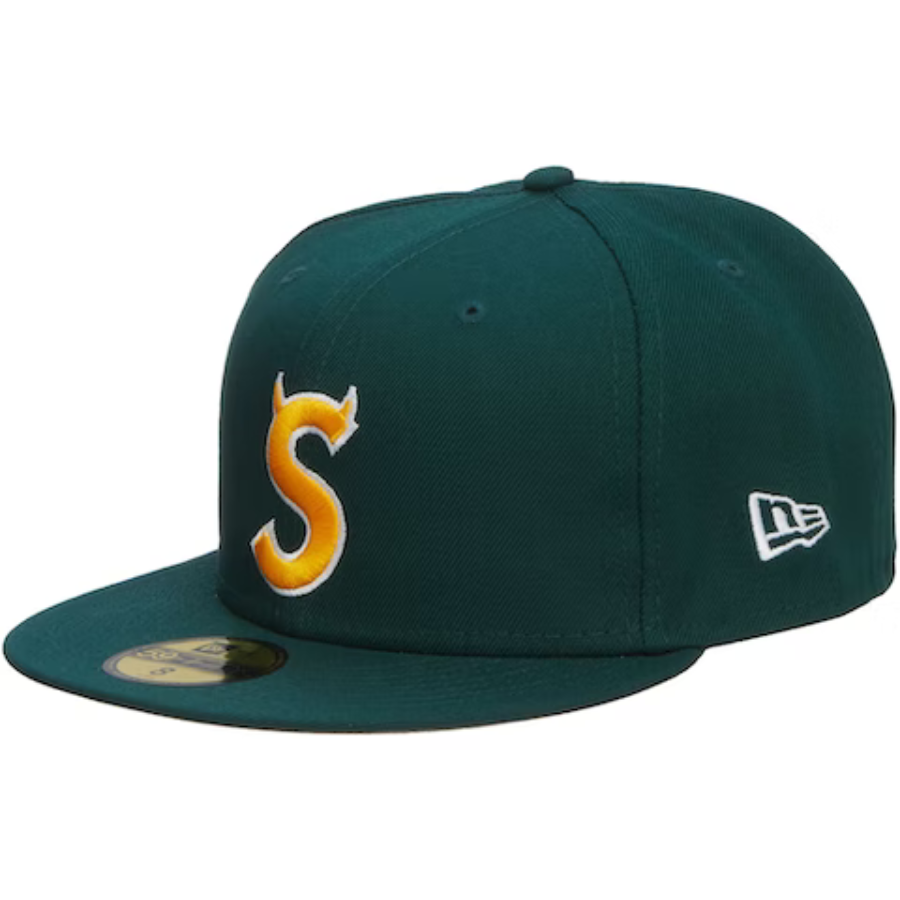 New Era Supreme Devil Horn Logo Dark Green/Yellow 59FIFTY Fitted Hat