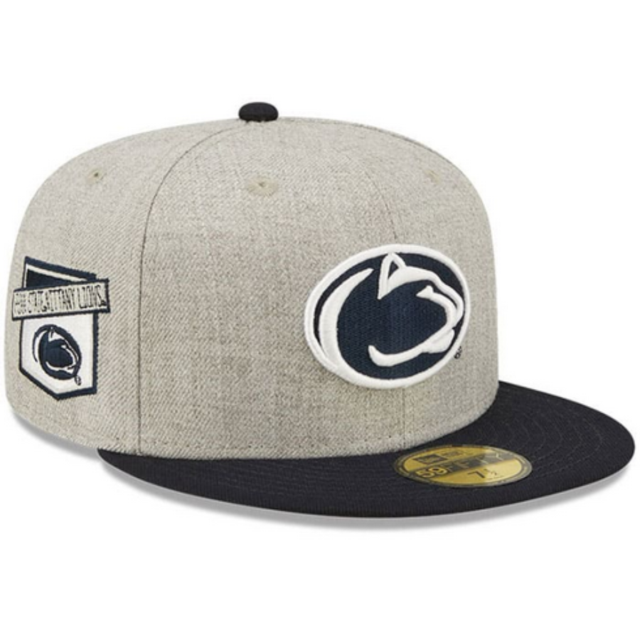 New Era Penn State Nittany Lions Grey Heather Patch 59FIFTY Fitted Hat