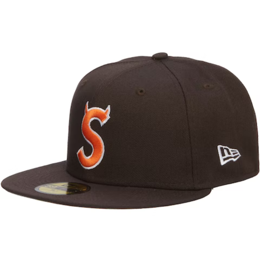 New Era Supreme Devil Horn Logo Dark Brown/Orange 59FIFTY Fitted Hat