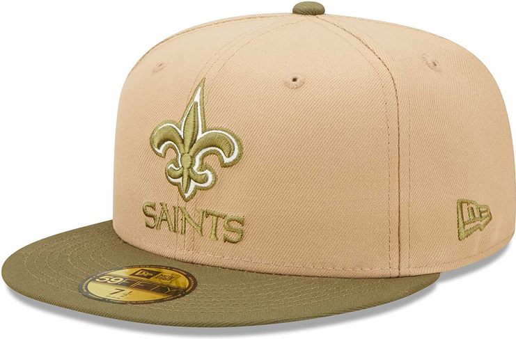 New Era New Orleans Saints 50th Anniversary Saguaro Tan/Olive 59FIFTY Fitted Hat