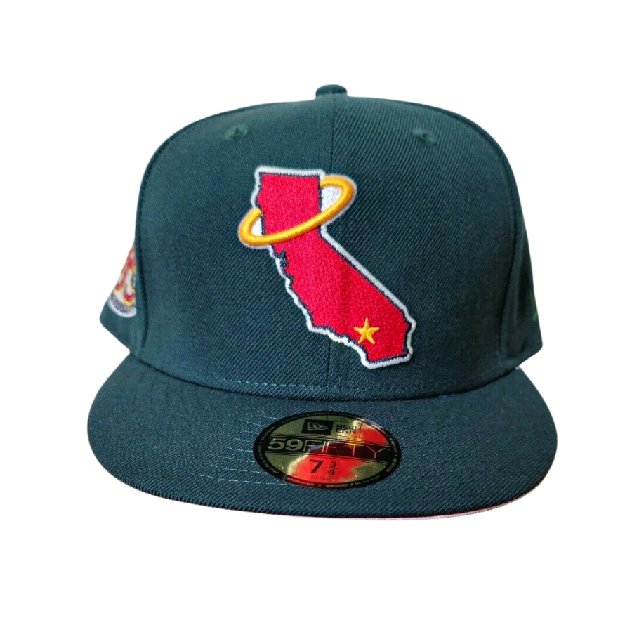New Era California Angels Forest Green/Red 35th Anniversary Pink Undervisor 59FIFTY Fitted Hat