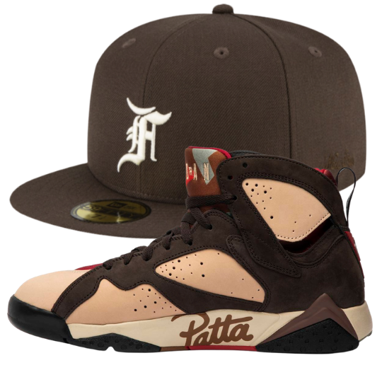 New Era Fear of God Walnut Fitted Hat w/ Patta x Air Jordan 7 Retro OG SP Matching Sneakers