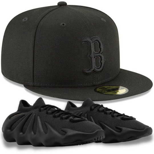 New Era All Black Boston Red Sox Fitted Hat w/ Yeezy 450 'Dark Slate'