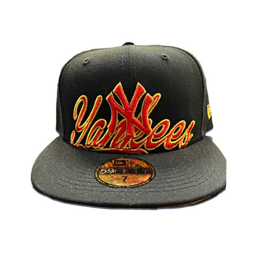 New Era New York Yankees Black/Orange Logo Script 59FIFTY Fitted Hat