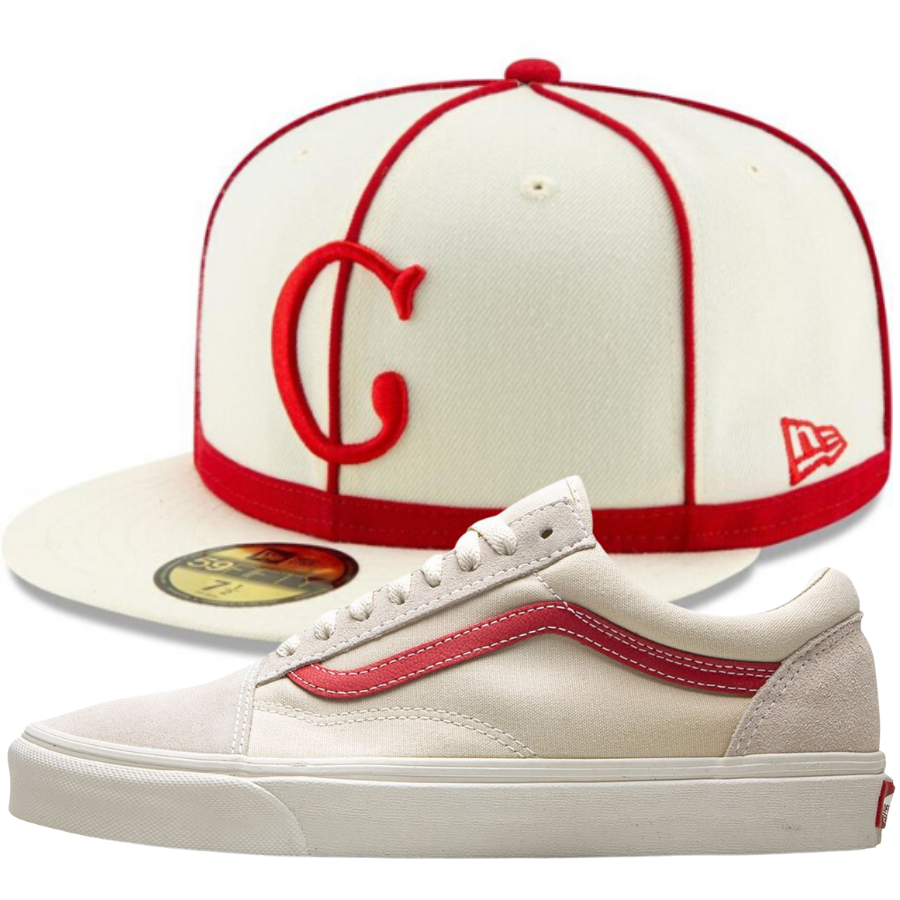 New Era Cincinnati Reds 1902, Fitted Hat w/ Vans Old Skool Rococco Matching Sneakers
