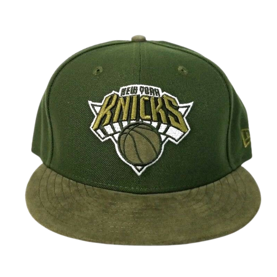 New Era New York Knicks Military Green Suede Brim 59FIFTY Fitted Hat