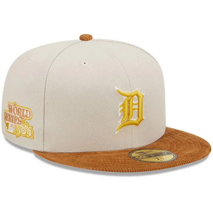 New Era Detroit Tigers Cream/Brown Corduroy Visor 2022 59FIFTY Fitted Hat