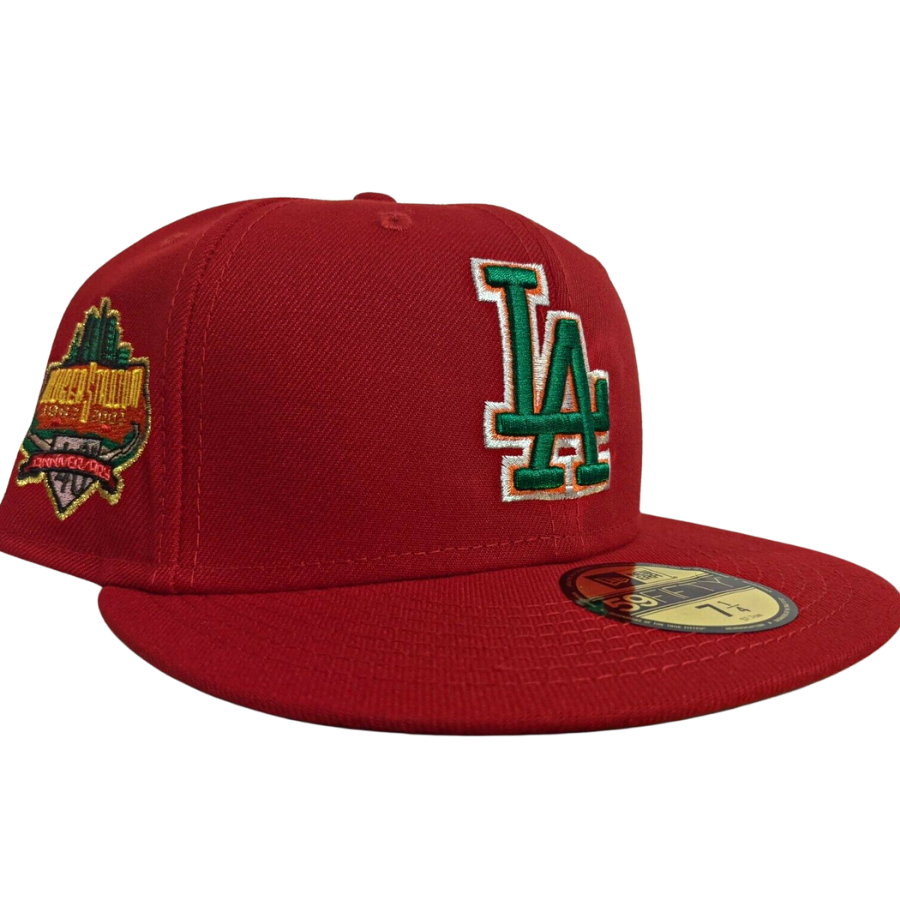 New Era Los Angeles Dodgers Red 40th Anniversary Kelly Green Undervisor 59FIFTY Fitted Hat