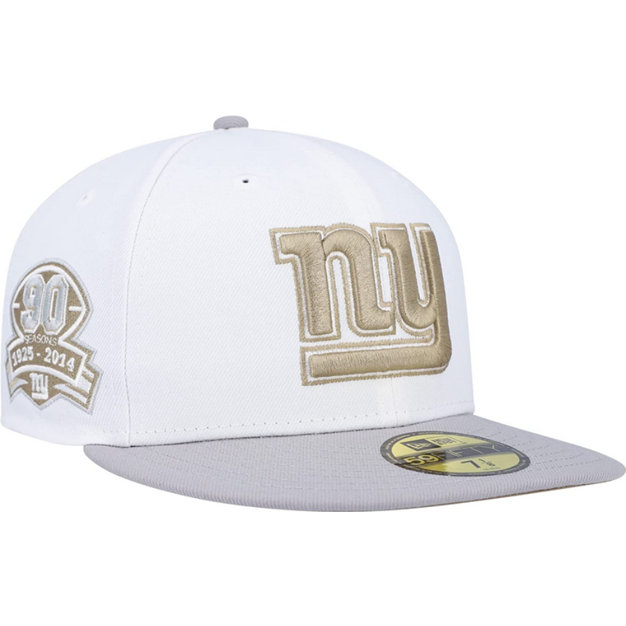 New Era White/Gray New York Giants 90th Anniversary Gold Undervisor 59FIFTY Fitted Hat