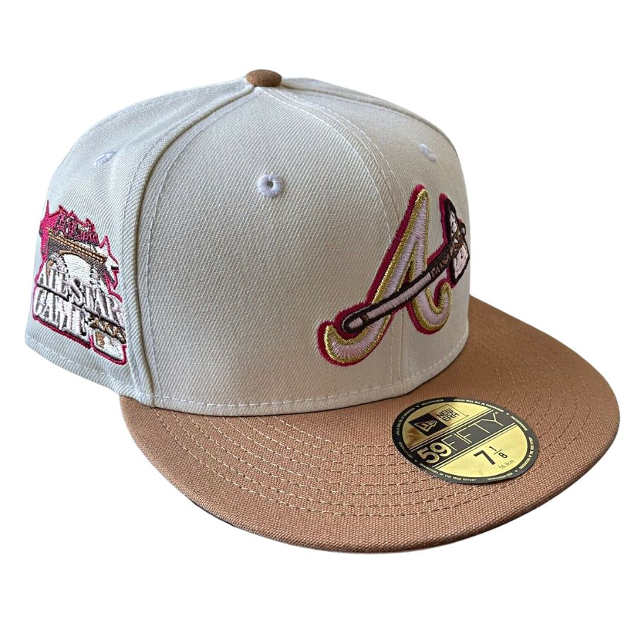 New Era Atlanta Braves Off-White/Light Brown 2000 All-Star Game Pink Undervisor 59FIFTY Fitted Hat