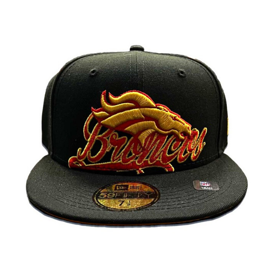 New Era Denver Broncos Black/Orange Logo Script 59FIFTY Fitted Hat