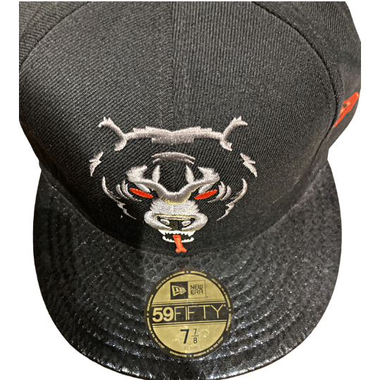 New Era X Mishka Black Bear Red Eyes Snakeskin Visor 59FIFTY Fitted Hat