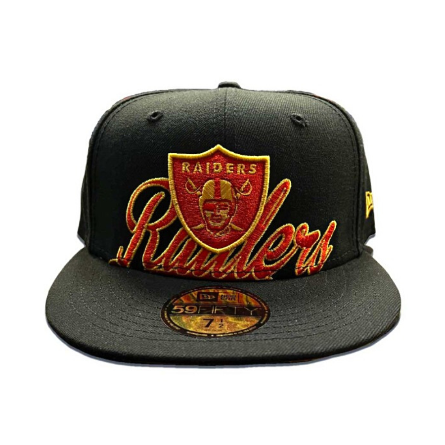 New Era Las Vegas Raiders Black/Orange Logo Script 59FIFTY Fitted Hat