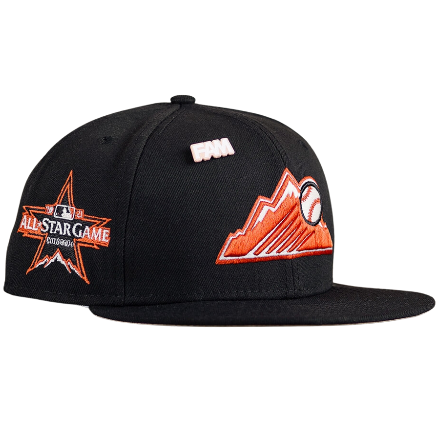 New Era Colorado Rockies Black 2021 All-Star Game Peach Undervisor 59FIFTY Fitted Hat
