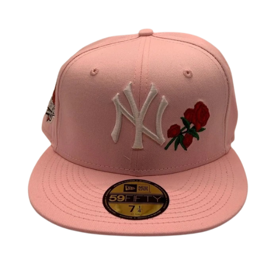 New Era New York Yankees Pink Red Rose 1999 World Series Grey Undervisor 59FIFTY Fitted Hat