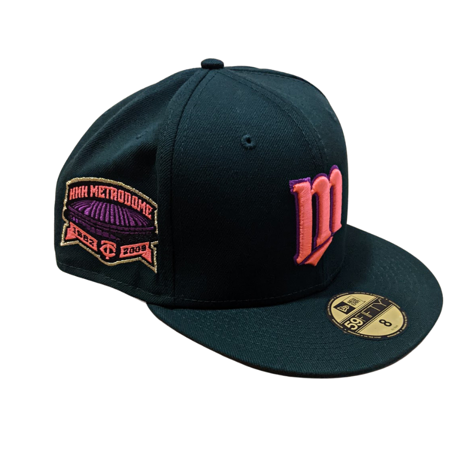 New Era Minnesota Twins Forest Green HHH Metrodome Pink Bottom 59FIFTY Fitted Hat