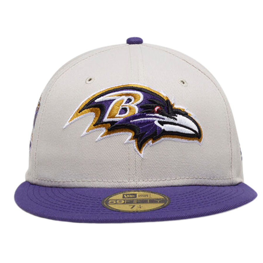 New Era Baltimore Ravens White/Purple Pre-Game 59FIFTY Fitted Hat