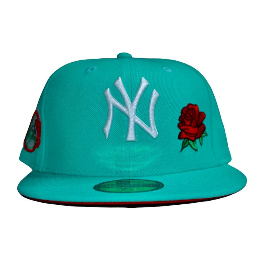 New Era New York Yankees Turquoise Red Rose 100th Anniversary Side Patch 59FIFTY Fitted Hat